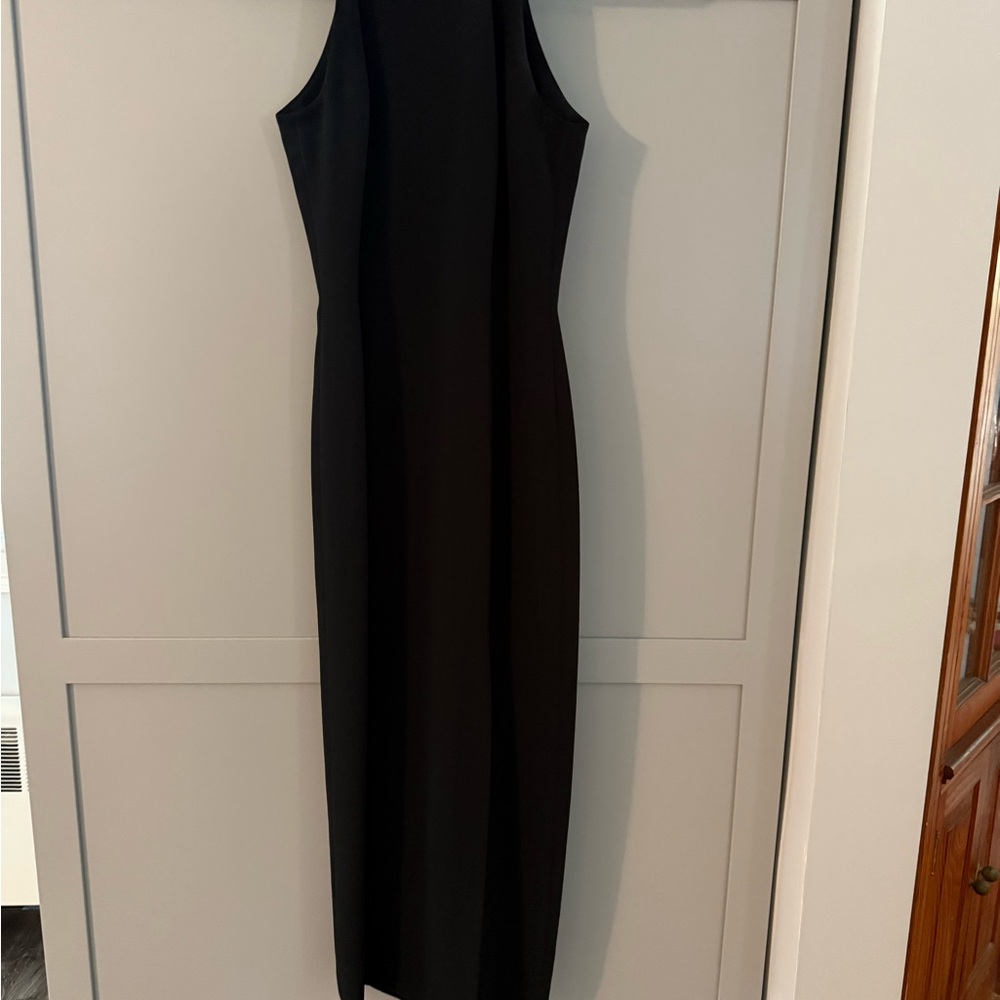 Tahari Black Halter Sheath Maxi Dress
